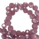 Faceted glass beads 4mm round Orchid purple-pearl shine coating
